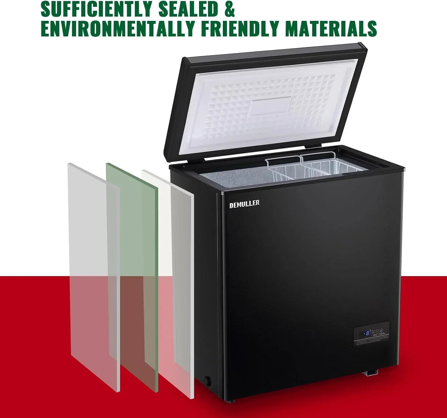 Chest Freezer 5.0Cubic Feet Deep Freezer Freestanding Freezers 2 Removable Stainless Steel Basket