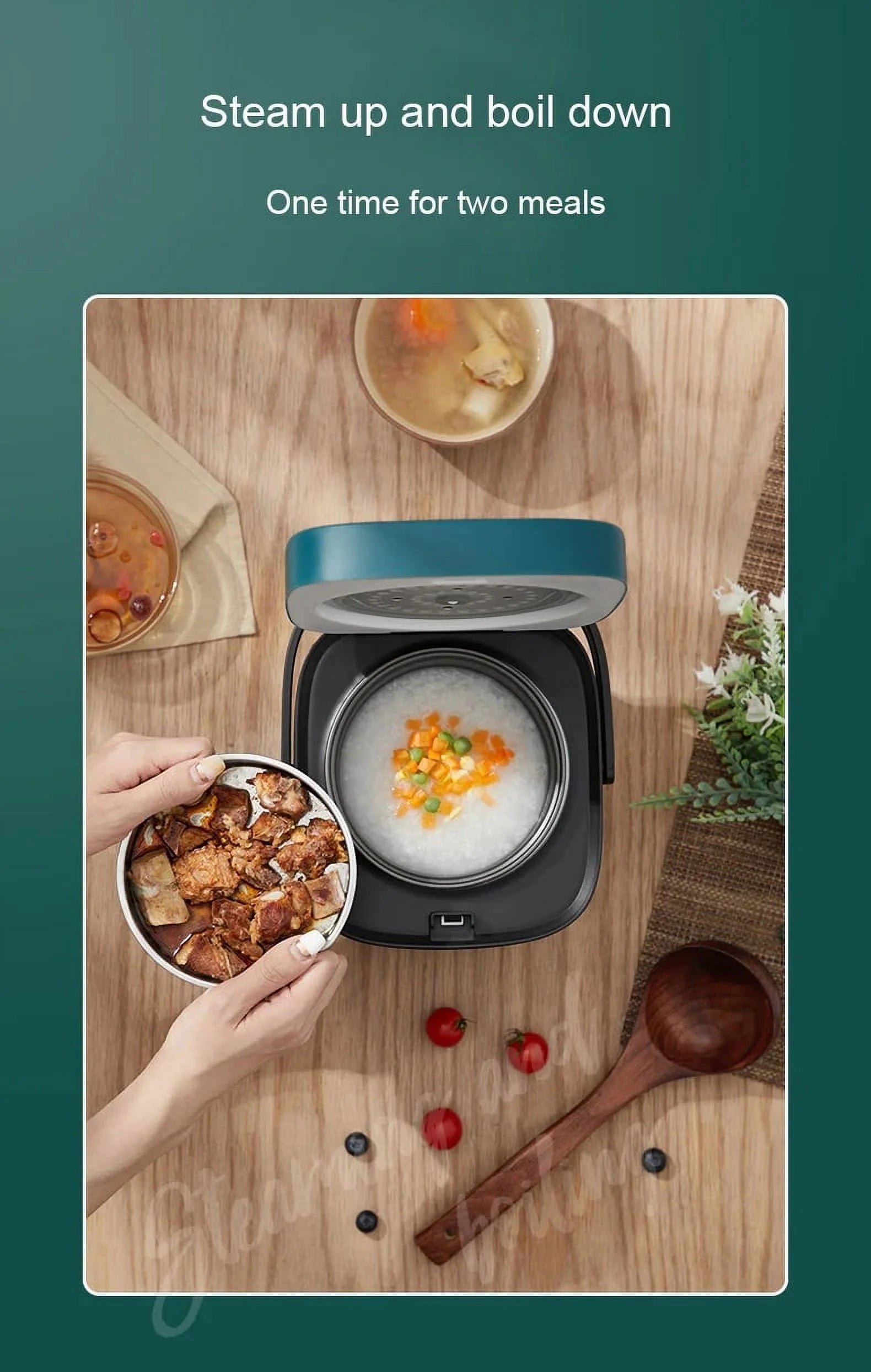 1.2L Mini Electric Rice Cooker – Intelligent, Automatic, Household Appliance for Small Meals, Food Warming, and Steaming – Ideal for 1-2 People Blue
