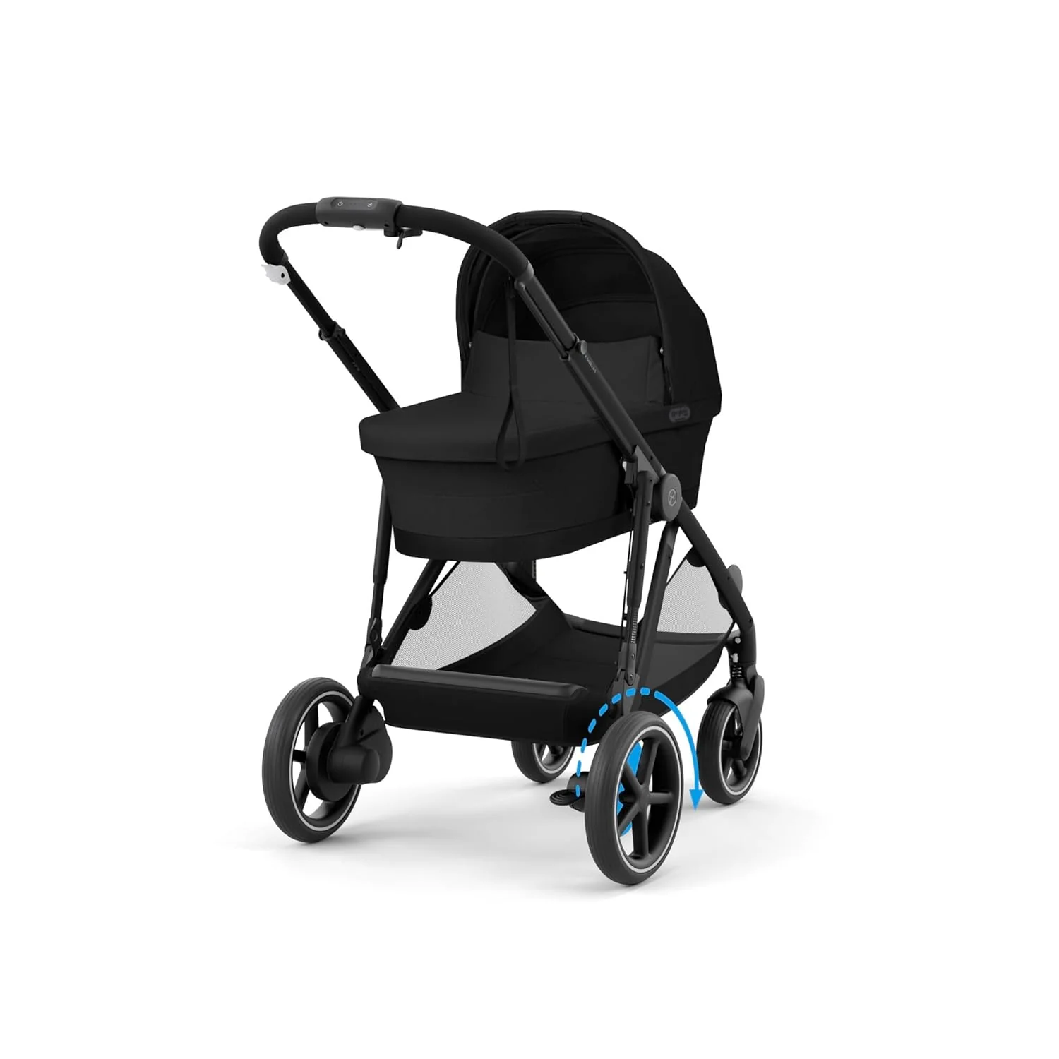 CYBEX Gold Kinderwagen e-GAZELLE S, Ab Geburt bis ca. 4 Jahre, Max. 22 kg (Single-Modus) / 2x 22 kg (Duo-Modus), All-in-1-System mit E-Antrieb und 20+ Konfigurationen, Moon Black