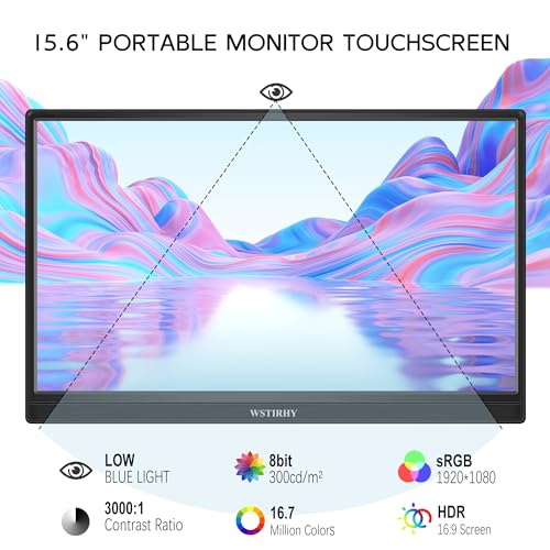 Wstirhy Schermo touch screen portatile 15,6 pollici FHD 1080P IPS Touch Monitor portatile con USB C HDMI, 99% sRGB/HDMI/tipo C 3.1, altoparlante integrato : Informatica