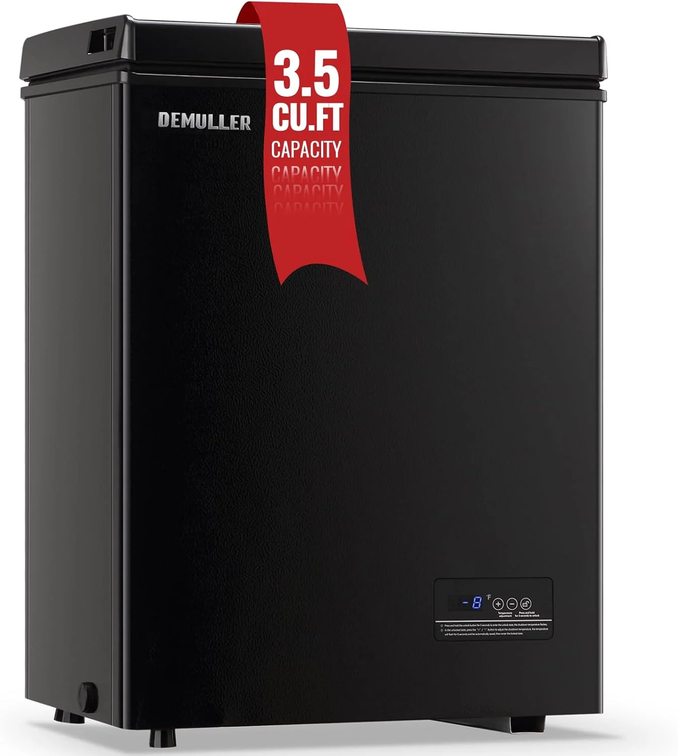 Chest Freezer 5.0Cubic Feet Deep Freezer Freestanding Freezers with 2 Removable Stainless Steel Basket, Mini Freezer Top Open Door Compact Freezer with Electronic Control 41�� to -15��BLACK