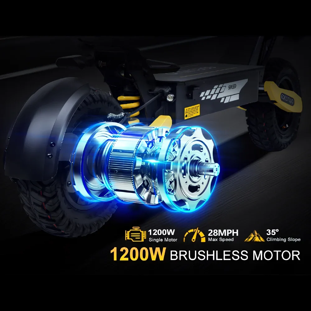 Off Road Electric Scooter for Adults, 1200W Motor Fast E Scooter, Up to 28MPH Top Speed & 20Miles Long Range, 11