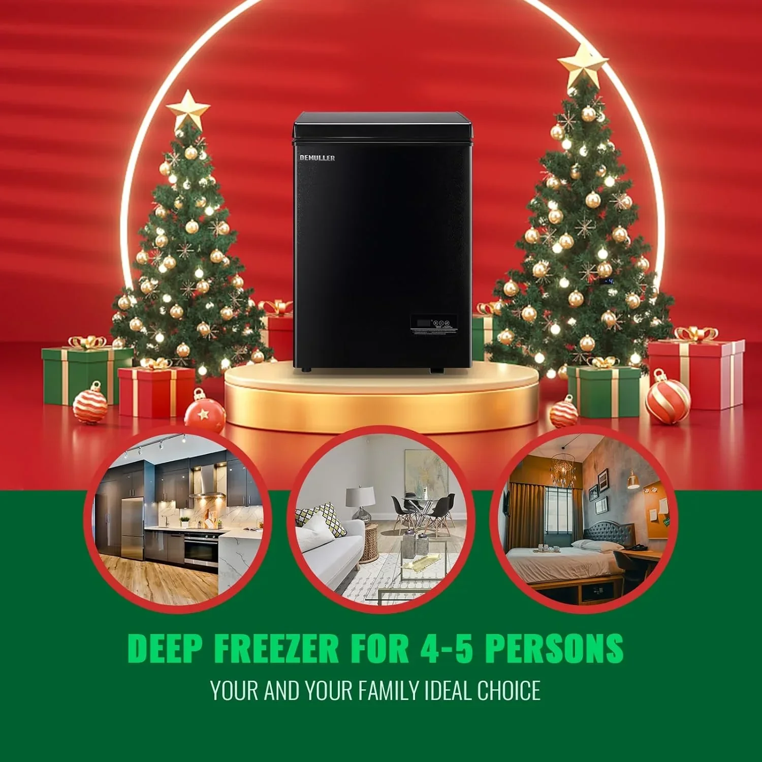 Chest Freezer 5.0Cubic Feet Deep Freezer Freestanding Freezers 2 Removable Stainless Steel Basket