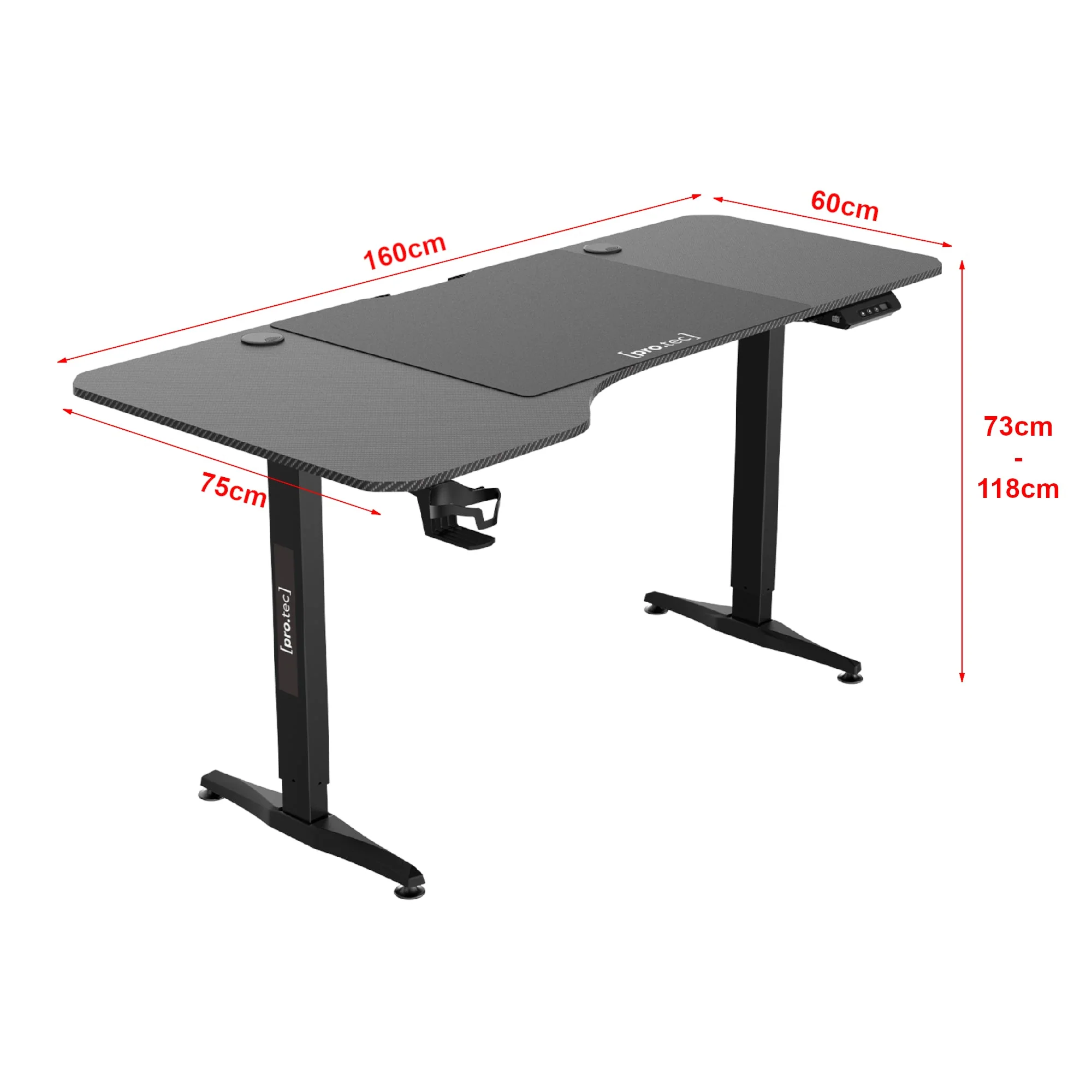 Tavolo elettrico per postazione di lavoro da ufficio regolabile in altezza 73 - 118 cm a L nero
