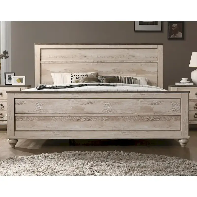 Contemporary White Wash 5-Piece Bedroom Set - Queen
