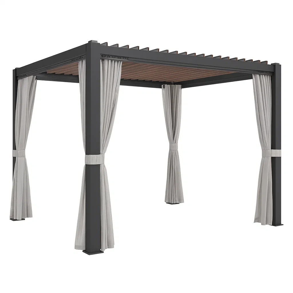 Pergola in Alluminio con Tende in Poliestere