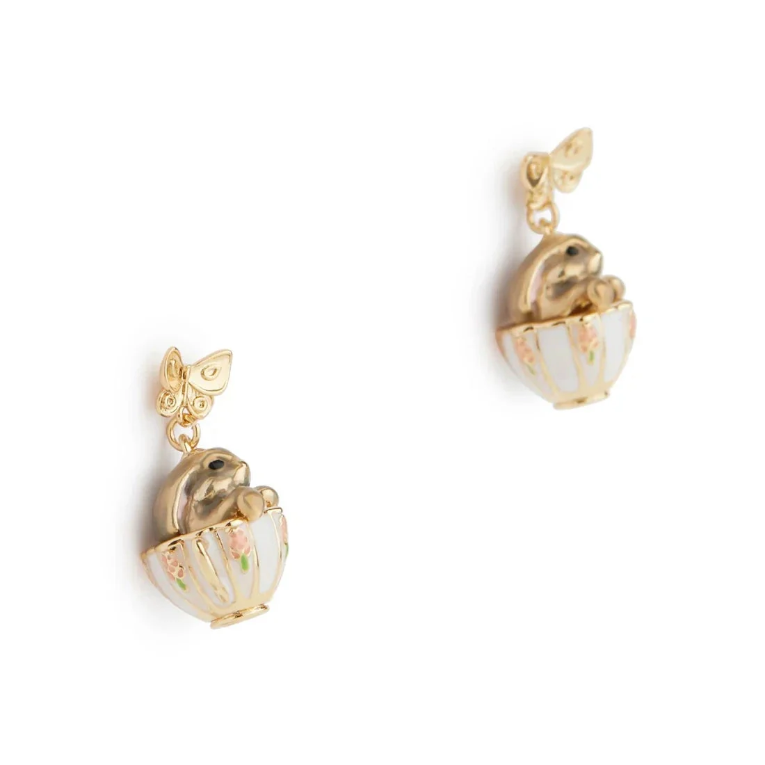 Bunny In A Tea Cup Earrings