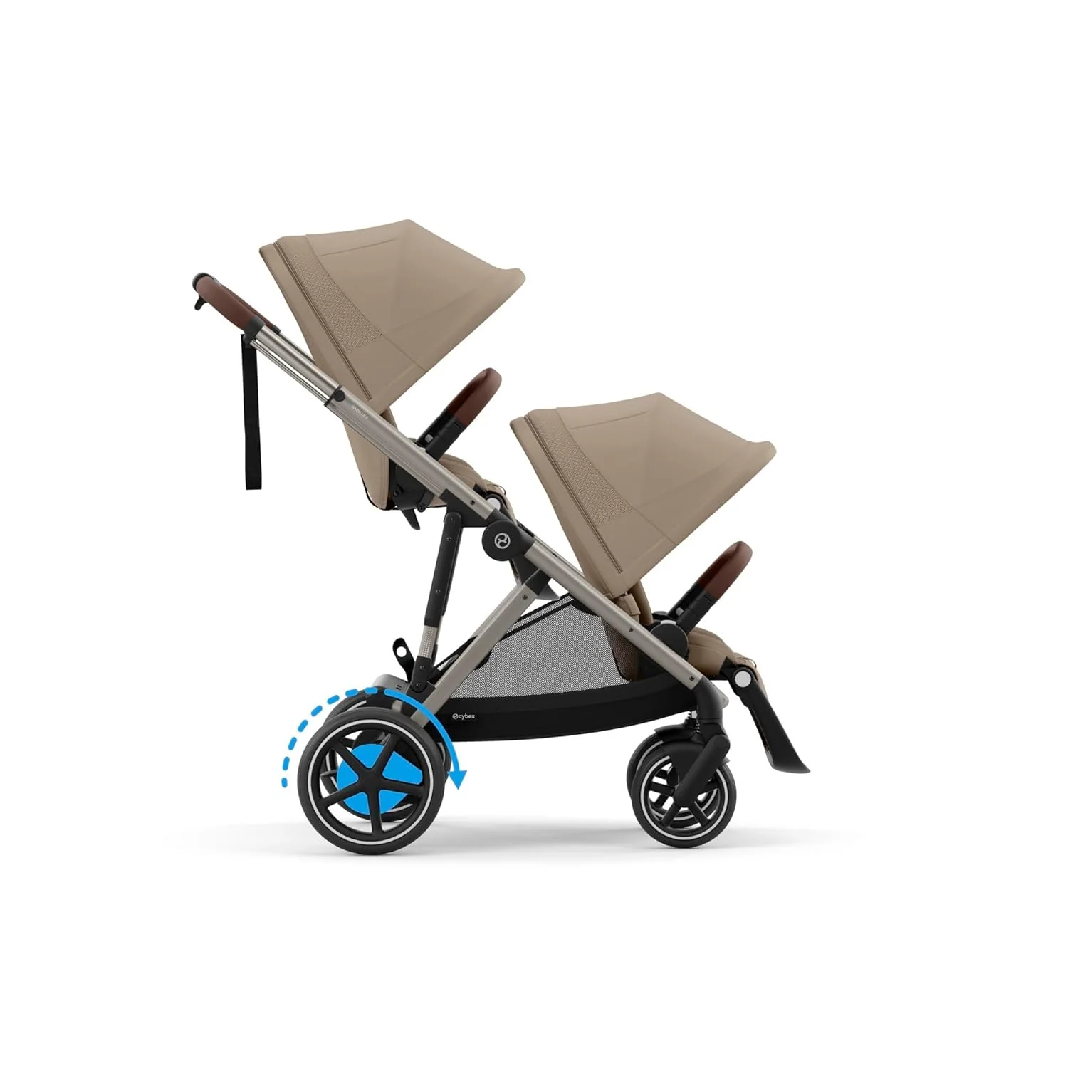 CYBEX Gold Kinderwagen e-GAZELLE S, Ab Geburt bis ca. 4 Jahre, Max. 22 kg (Single-Modus) / 2x 22 kg (Duo-Modus), All-in-1-System mit E-Antrieb und 20+ Konfigurationen, Moon Black