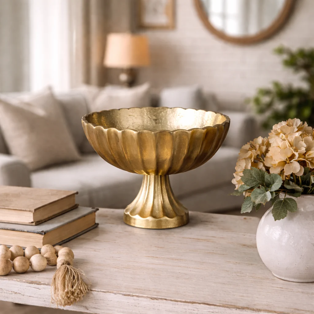 Gold Stripe Footed Compote
