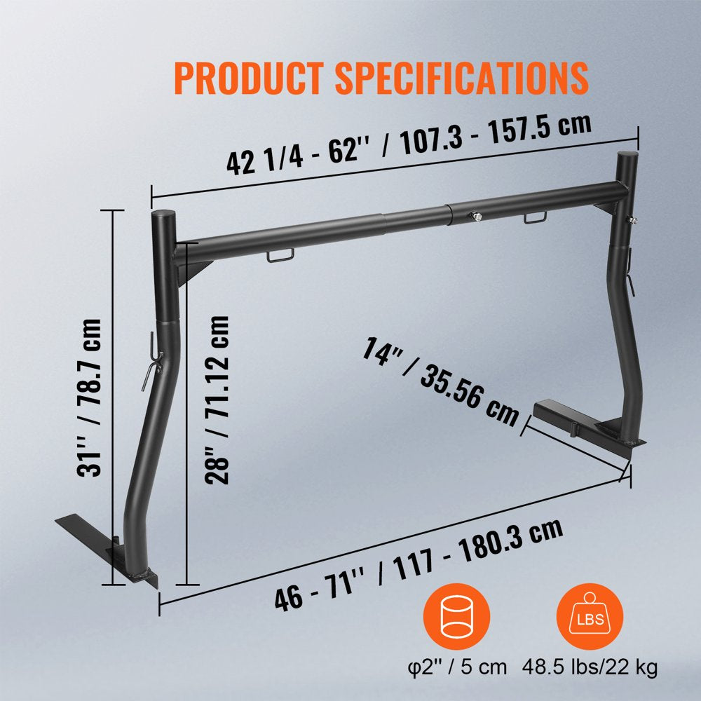 BENTISM Truck Rack 800Lbs Capacity Adjustable Width 46" 71"