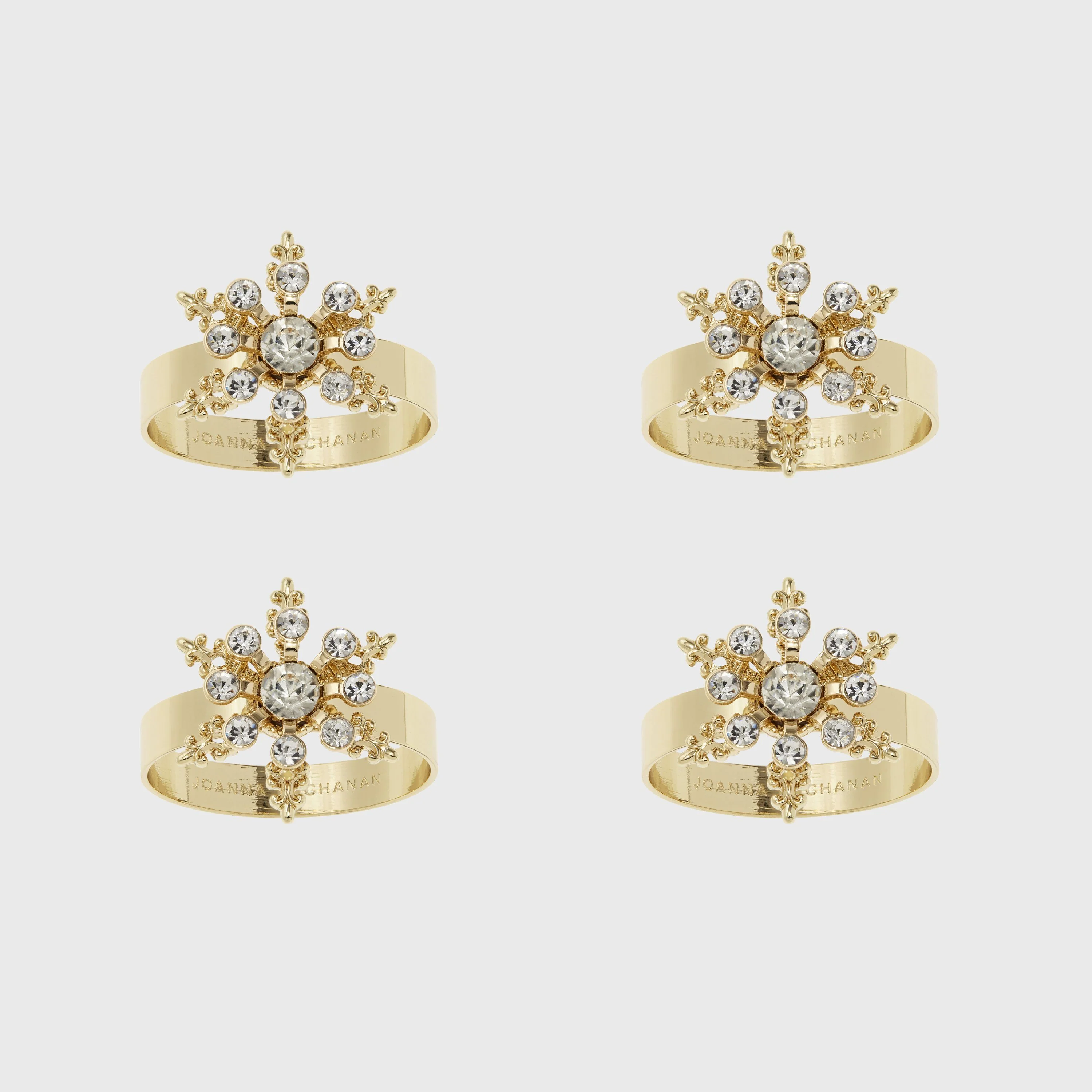 Classic Snowflake Skinny Napkin Rings, Crystal, Set of 4