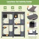 72 Inch Large Wooden Cat House Catio Kitten Enclosure on Wheels with Weatherproof Asphalt Roof