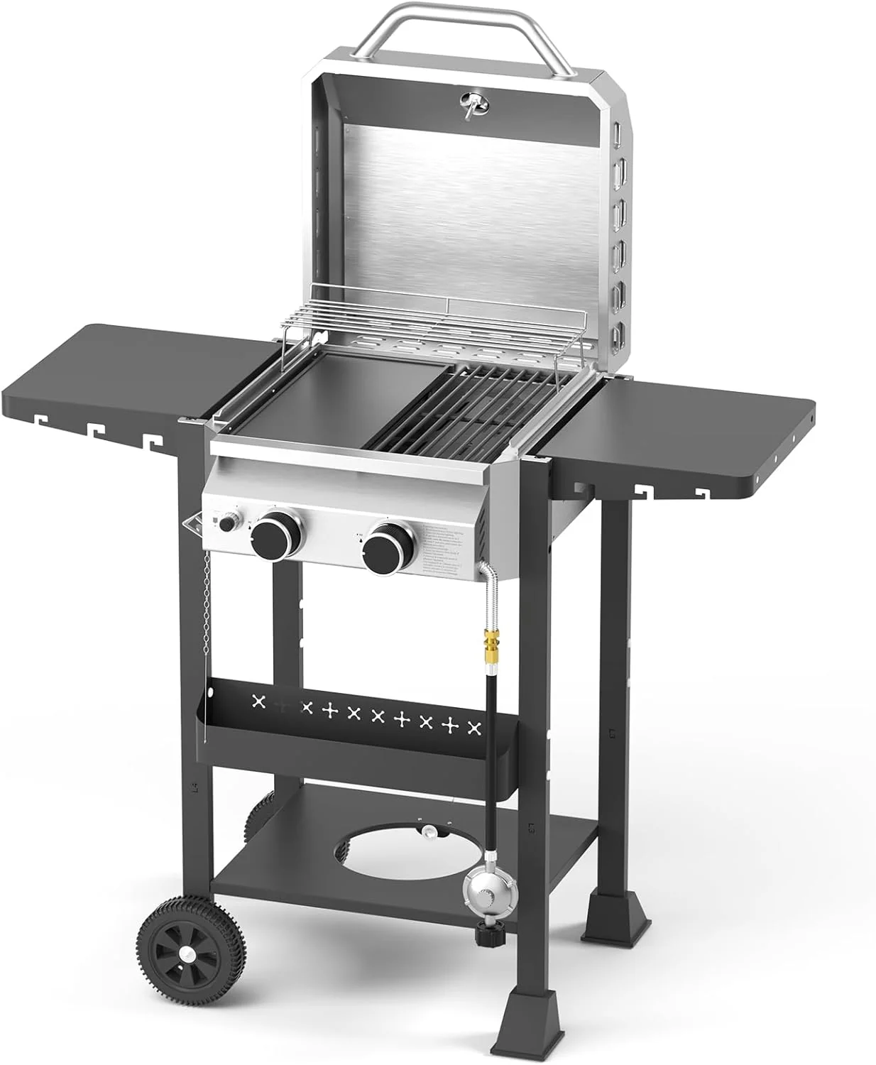 G31 Gas Grill, 3-Burner Gas Grill with Folding Side Tables,Stainless Steel 24,000 BTU BBQ