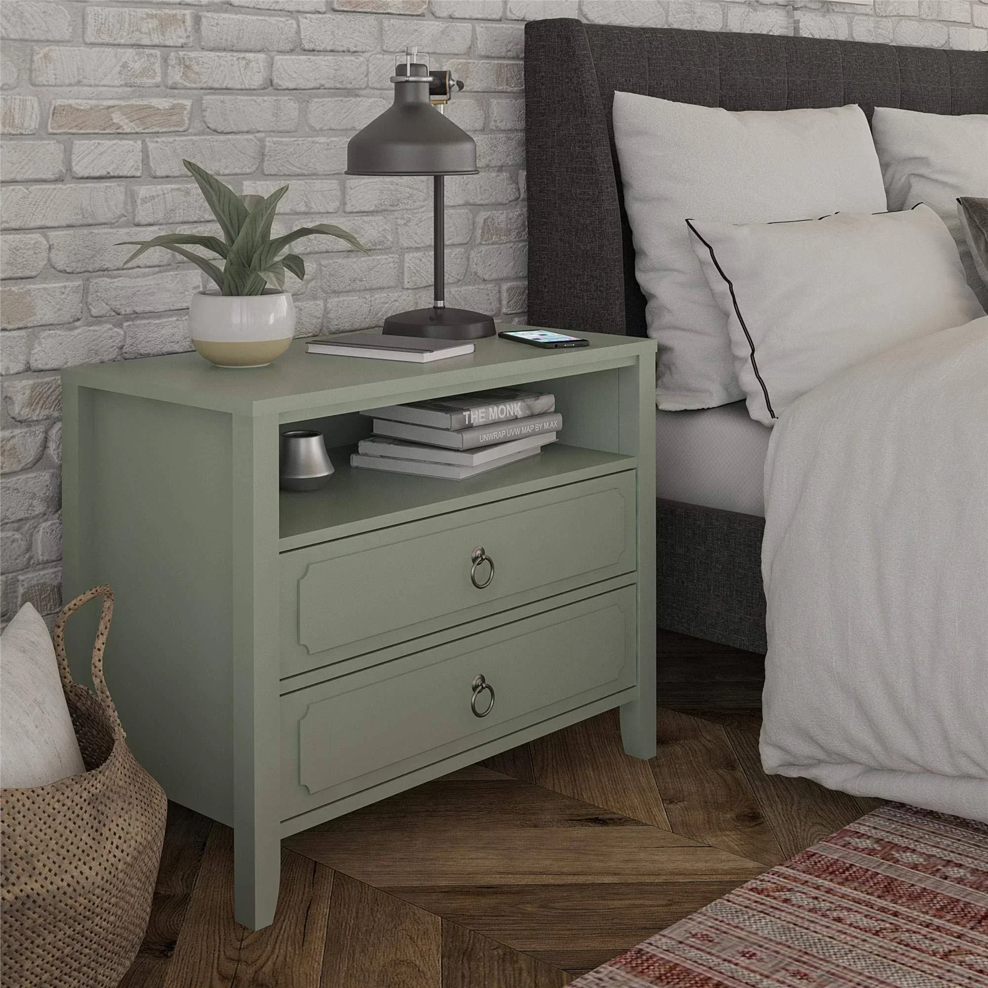 Drawer Nightstand, Green