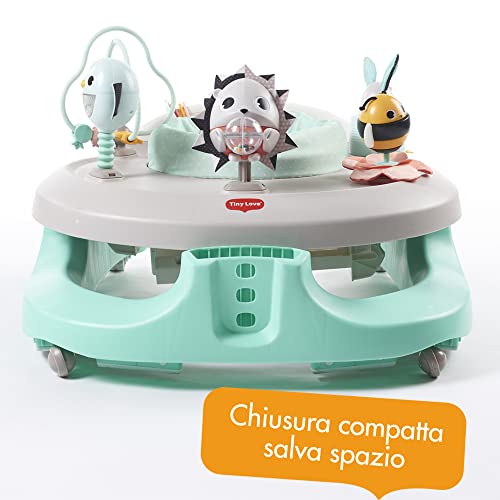 Tiny Love Here I grow 4 in 1 Centro Attività Bambini, Girello, Primi Passi per bambini, Giocattoli Interattivi, Altezza Regolabile, Seduta Girevole a 360°, 6 18 mesi, collezione Magical Tales : Prima infanzia