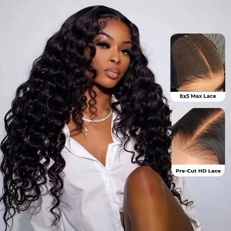 Pre All Glueless Loose Deep Wave Wig Put On & Go Human Hair Wig Pre-Bleached Tiny Knots Pre-Plucked Natural Hairline