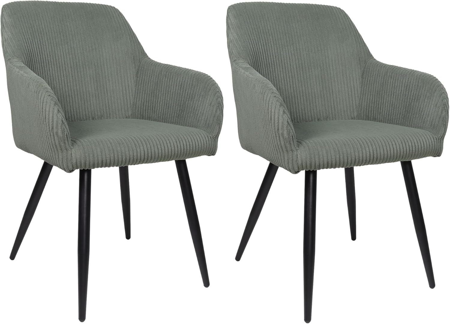 ALBATROS Esszimmerstuhl SILA – 2er Set Polsterstühle mit Armlehnen, Cord-Bezug, Grün | Küchen- & Esszimmerstühle für Küche, Wohnzimmer & Esszimmer | Esstisch Stühle
