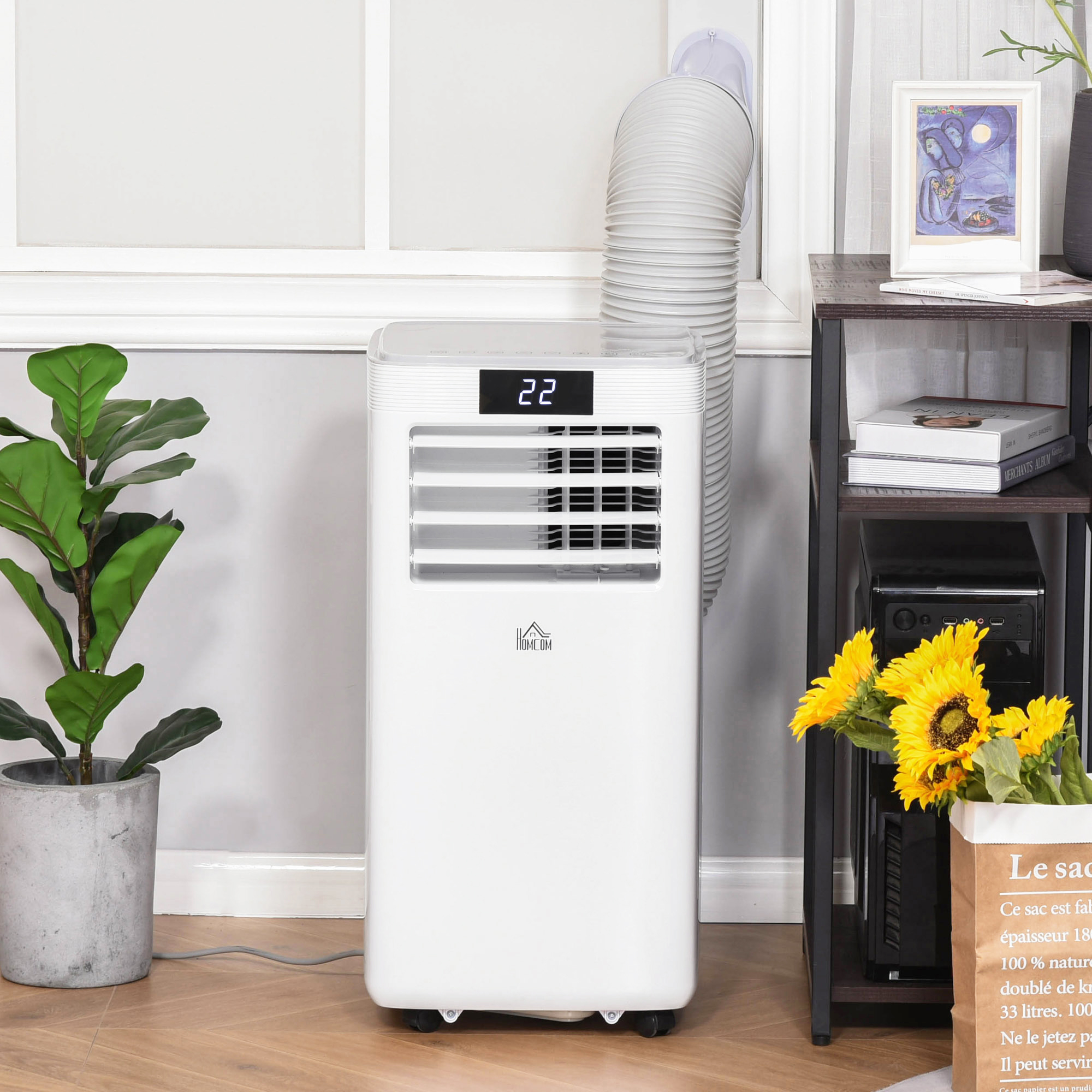 HOMCOM Mobiele airconditioner airconditioner 4 modi afstandsbediening 24u timer ABS wit