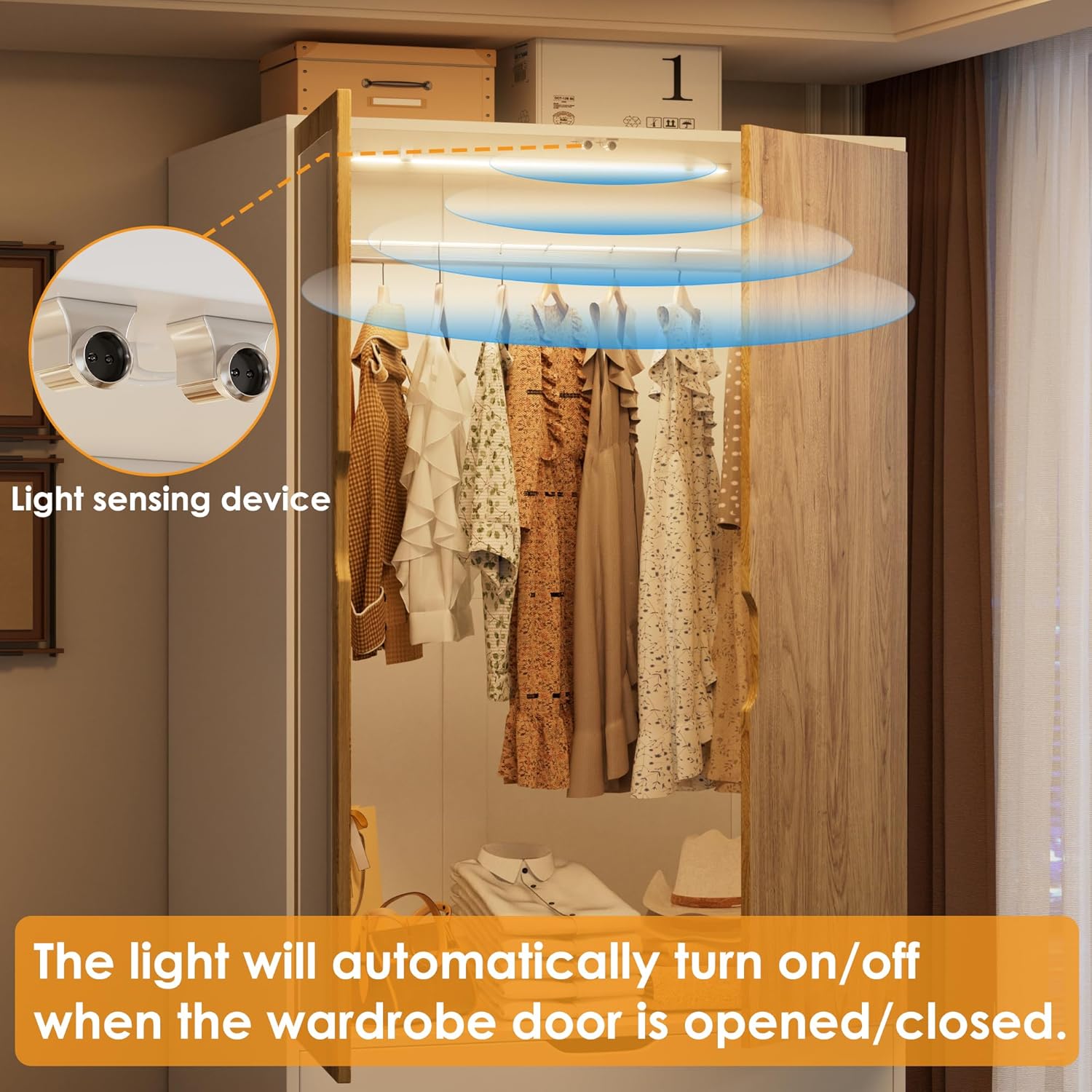 MSFE Armoire Chambre Penderie avec 2 Portes, Armoire Dressing Blanc avec Miroir, LED et 3 Tiroirs, Armoires de Rangement Bois pour Adulte Enfant, Garde-Robe Moderne 80 x 180 x 50 cm (L/H/P)