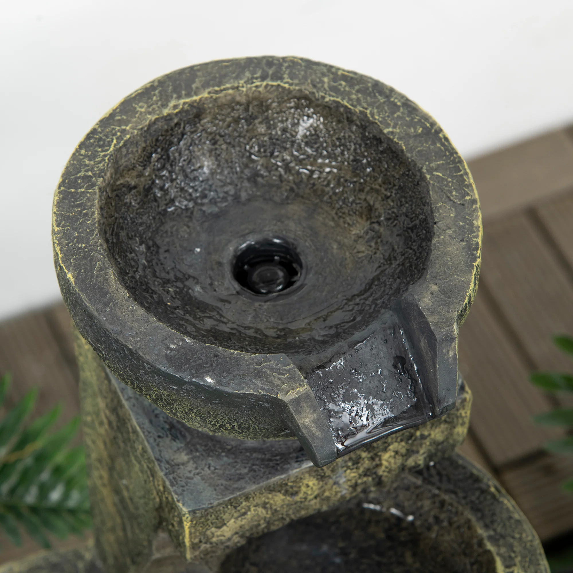 Outsunny Tuin fontein 25x24x60 cm, verstelbare stroom, 60 cm hoog, zwart