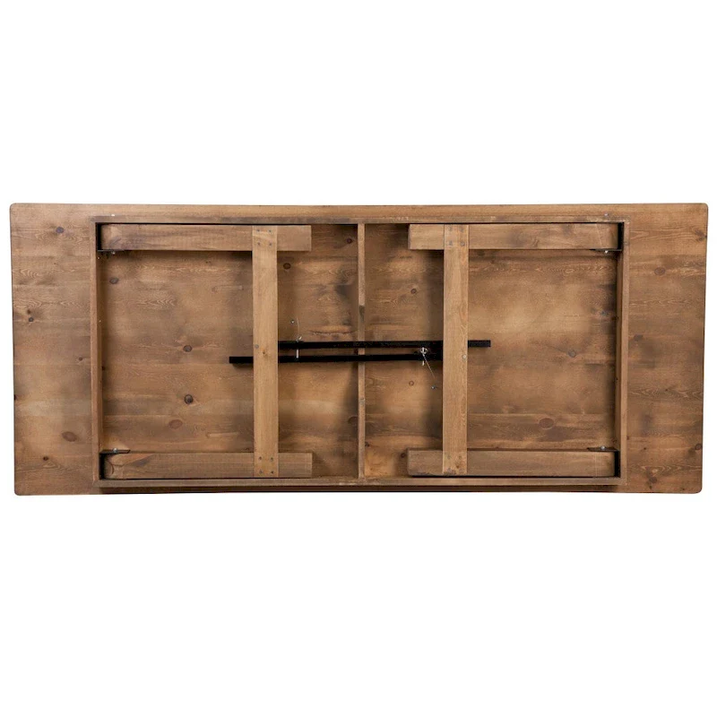 8' x 40 Rustic Folding Farm Table Set with 10 Cross Back Chairs and Cushions