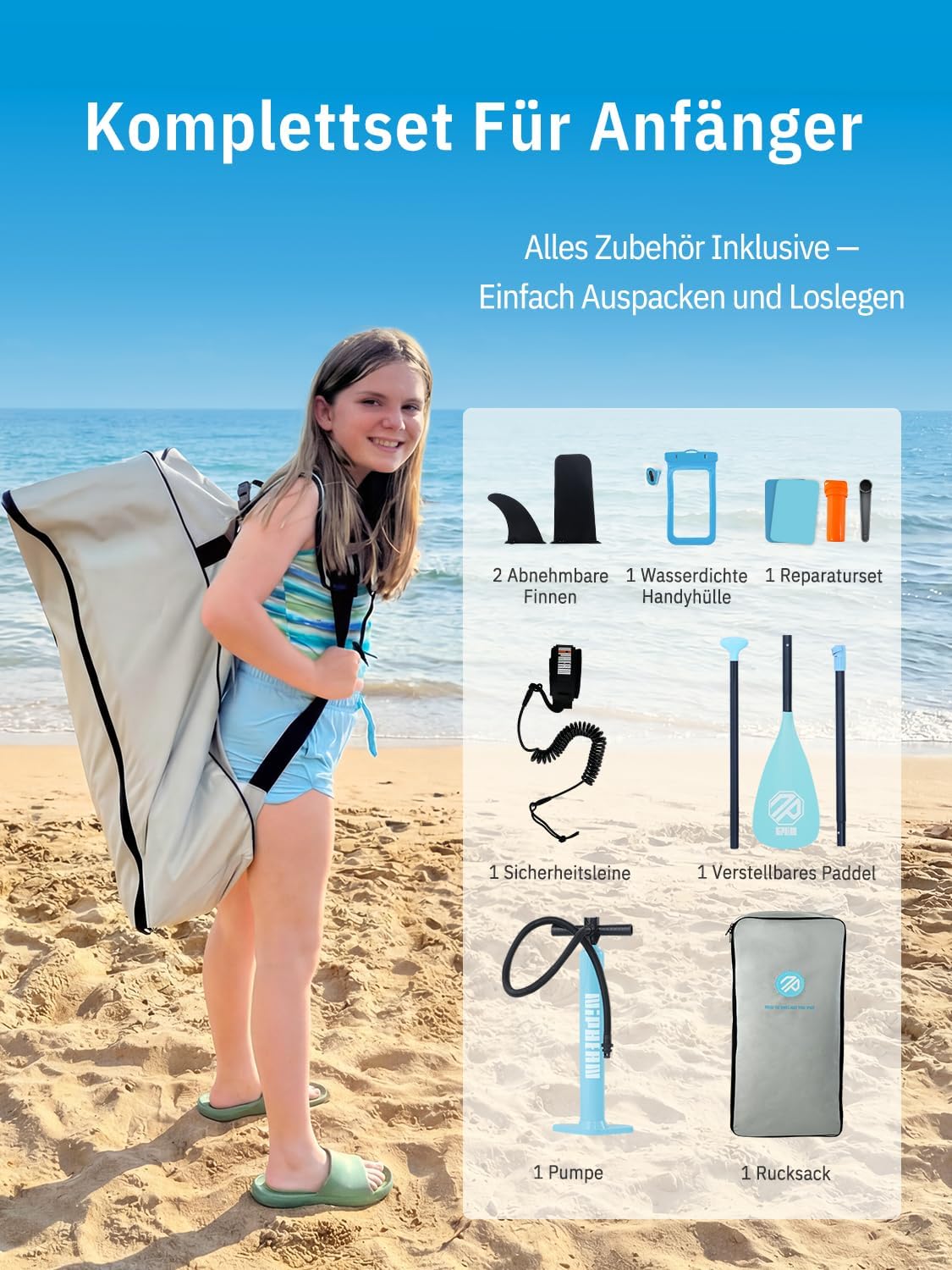 Niphean Stand up Paddling Board mit Sitz, (Ultraleichtes) SUP Board für Frauen, Standup Paddle Board mit +30% Balance StabilTrac-Finne, Anti-Rutsch Inflatable Paddle Board für Yoga&Haustierfreundlich