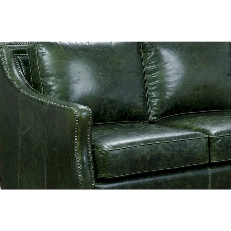 Essex Distressed Green Top Grain Leather Sofa and Two Chairs Set