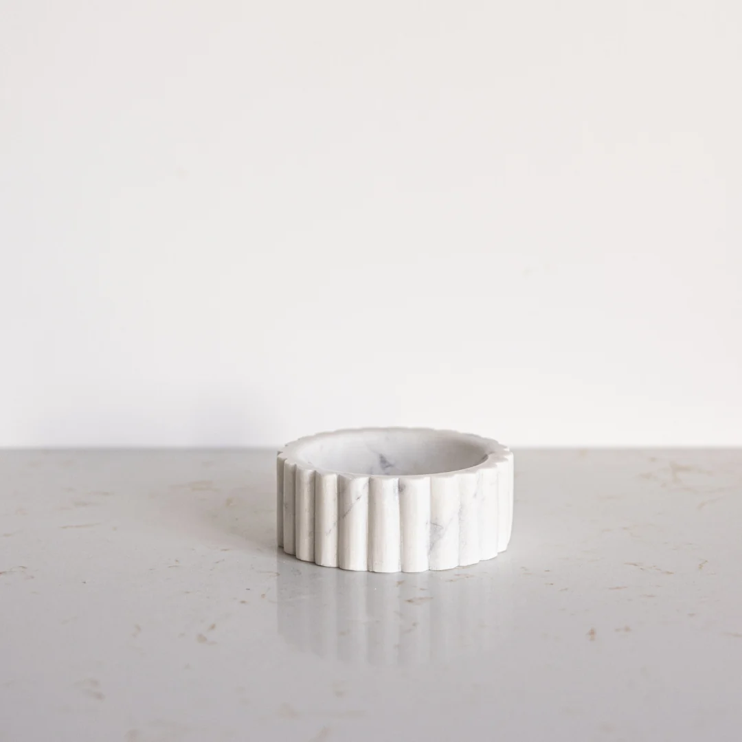 White Marble Fluted Soap Dish