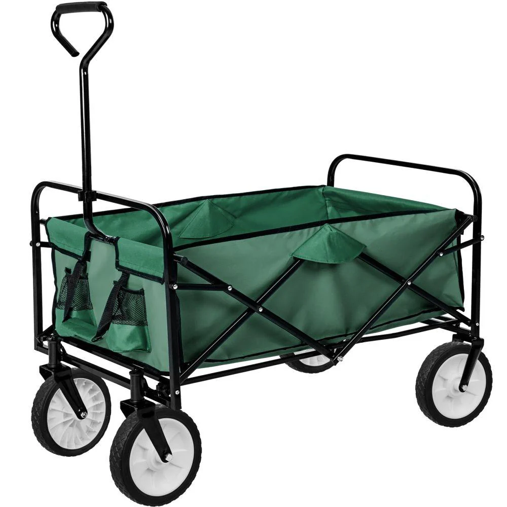 Carrello da giardino pieghevole 80 kg attrezzi da giardinaggio verdi
