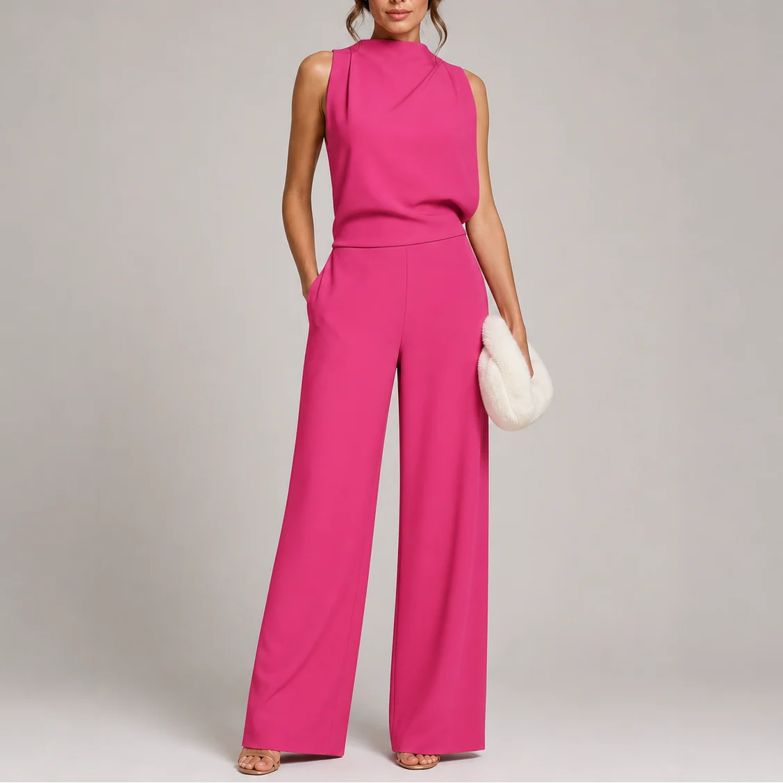 Women��s Sleeveless Jumpsuit Wide-Leg Silhouette