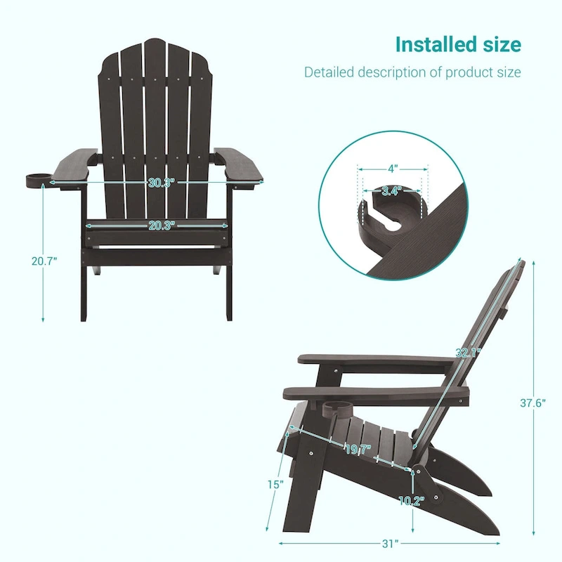 Bonosuki Set of 2 Folding Adirondack Chair Patio Fire Pit Chair