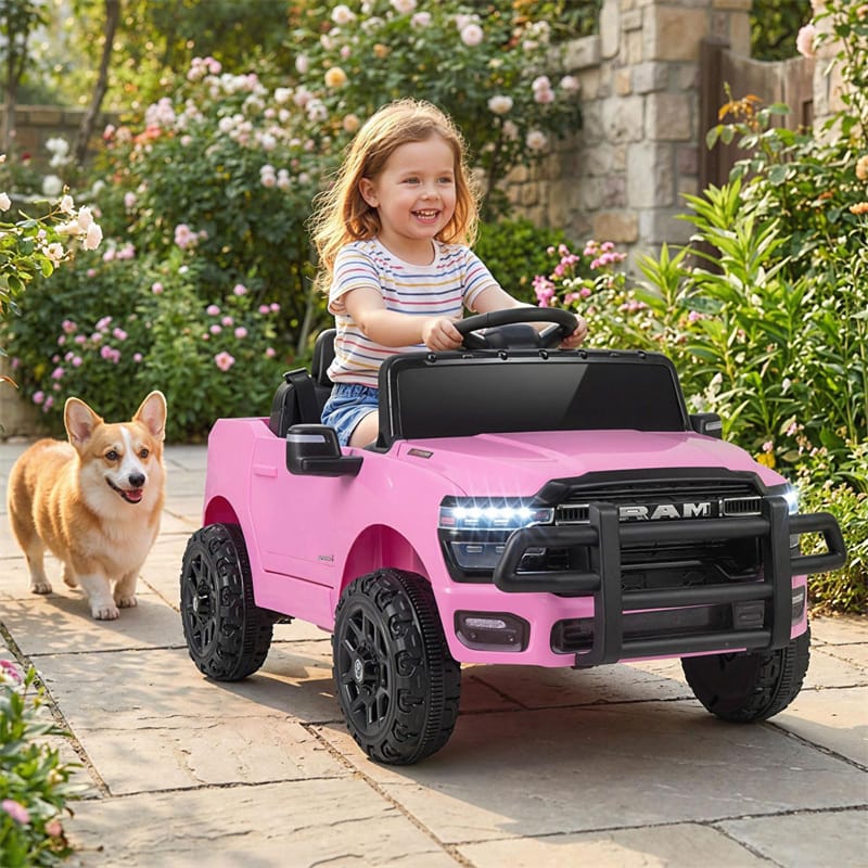 12V Kids Ride-On Truck Car Licensed RAM 3500 Electric Vehicle with Remote Control, Soft Start & LED Lights, Ride On Toy for Boys Girls Aged 3+
