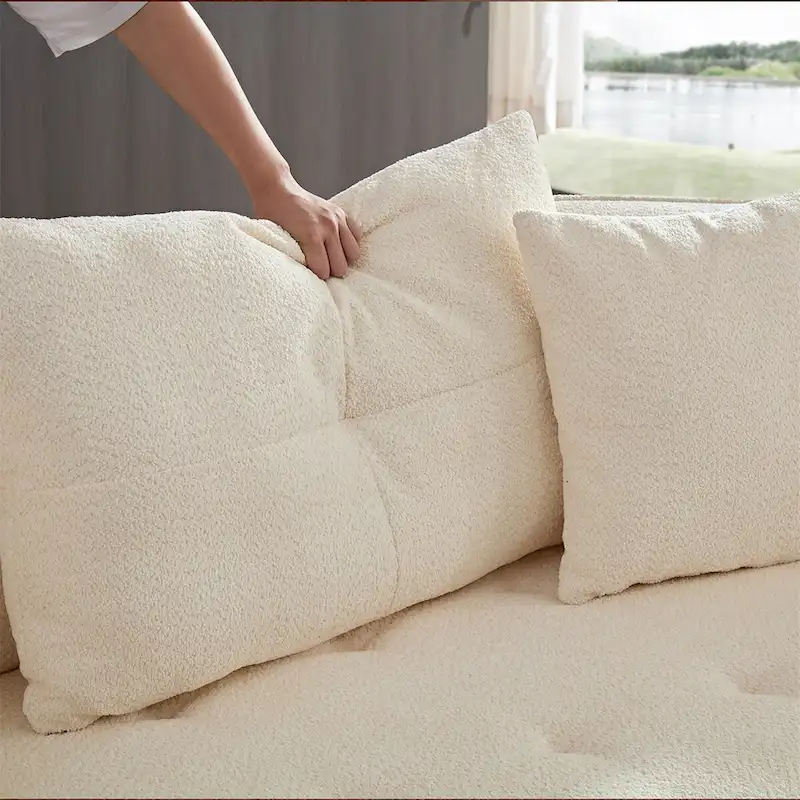 Sectional Sofa With Removable Pillows,Durable Fabric,Solid Wood Frame