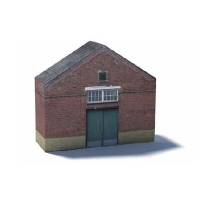 Background Building (industrial, red brick, peak roof)