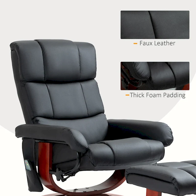 HOMCOM Recliner Chair with Ottoman, Electric Faux Leather Recliner