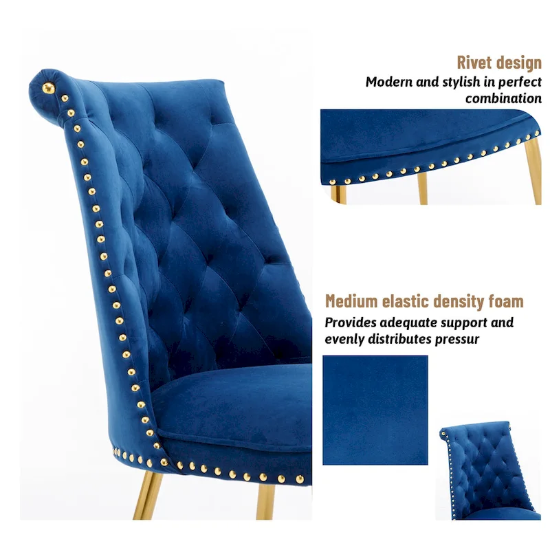 Clihome Modern Velvet Upholstered Featured Dining Chairs (Set of 2)
