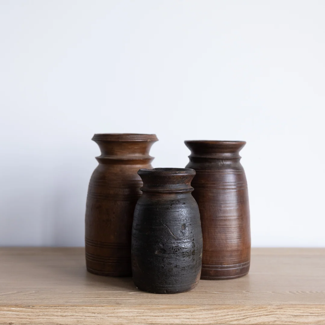 Vintage Dark Wooden Vase