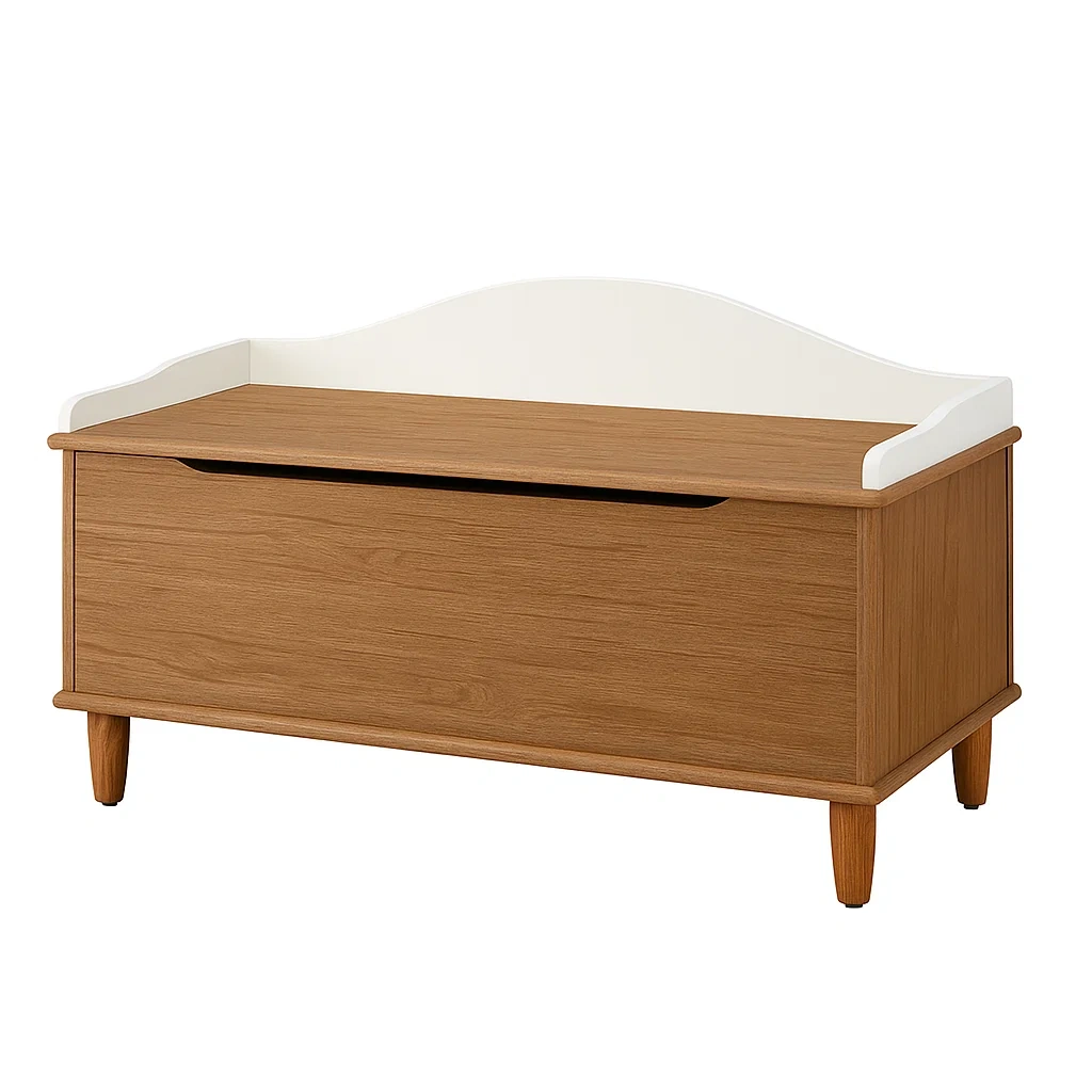 Banc de rangement coffre en bois composite et MDF blanc/marron 80x40x50 cm