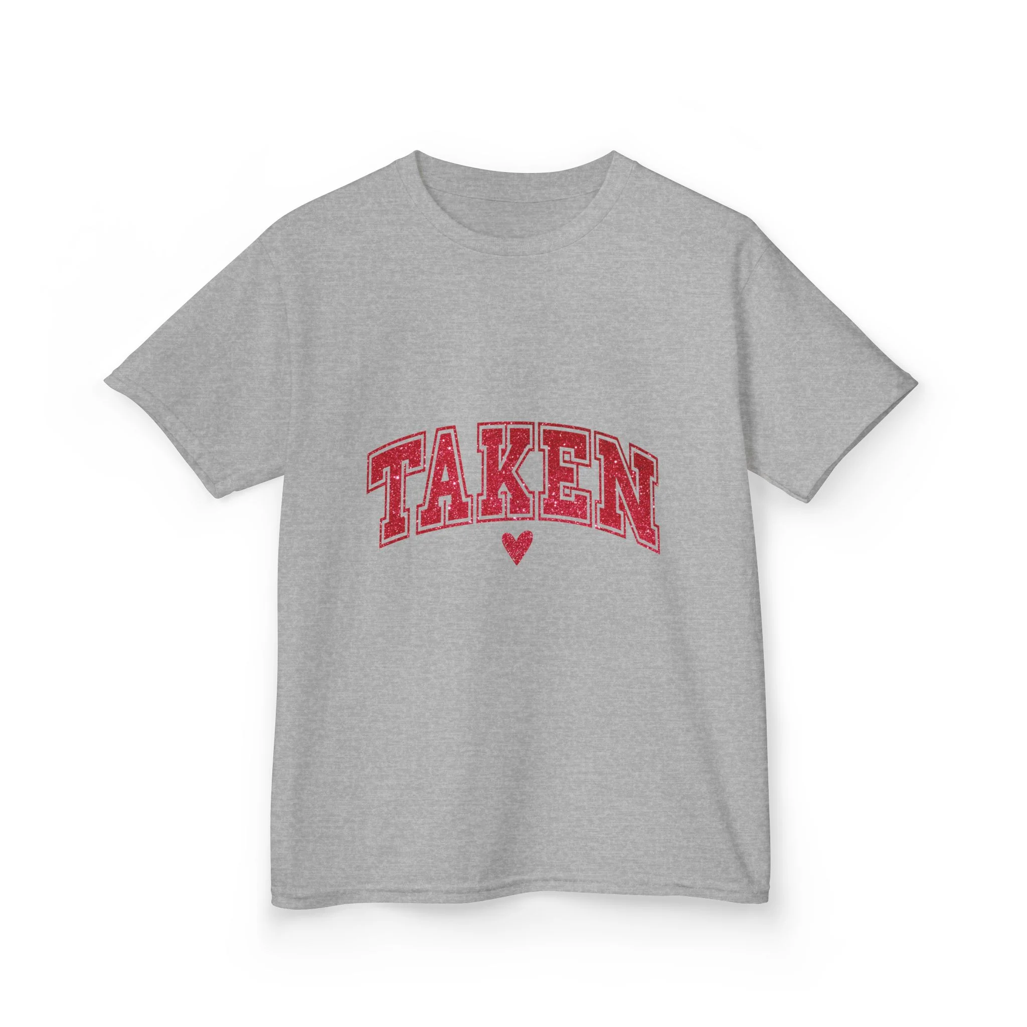 Taken Kids Tee | Red College Lettering, Small Heart