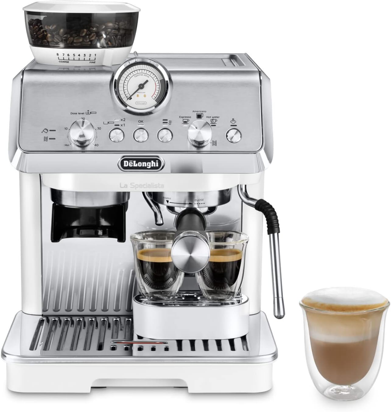 De'Longhi La Specialista Arte EC9155. MB Machine met zeven dragers, espressomachine met molen, 8 malingen, 15 bar, 3 temperaturen, melkopschuimmondstuk, 1300 W, tank van 1,5 l, roestvrij staal/zwart incl. barista-kit