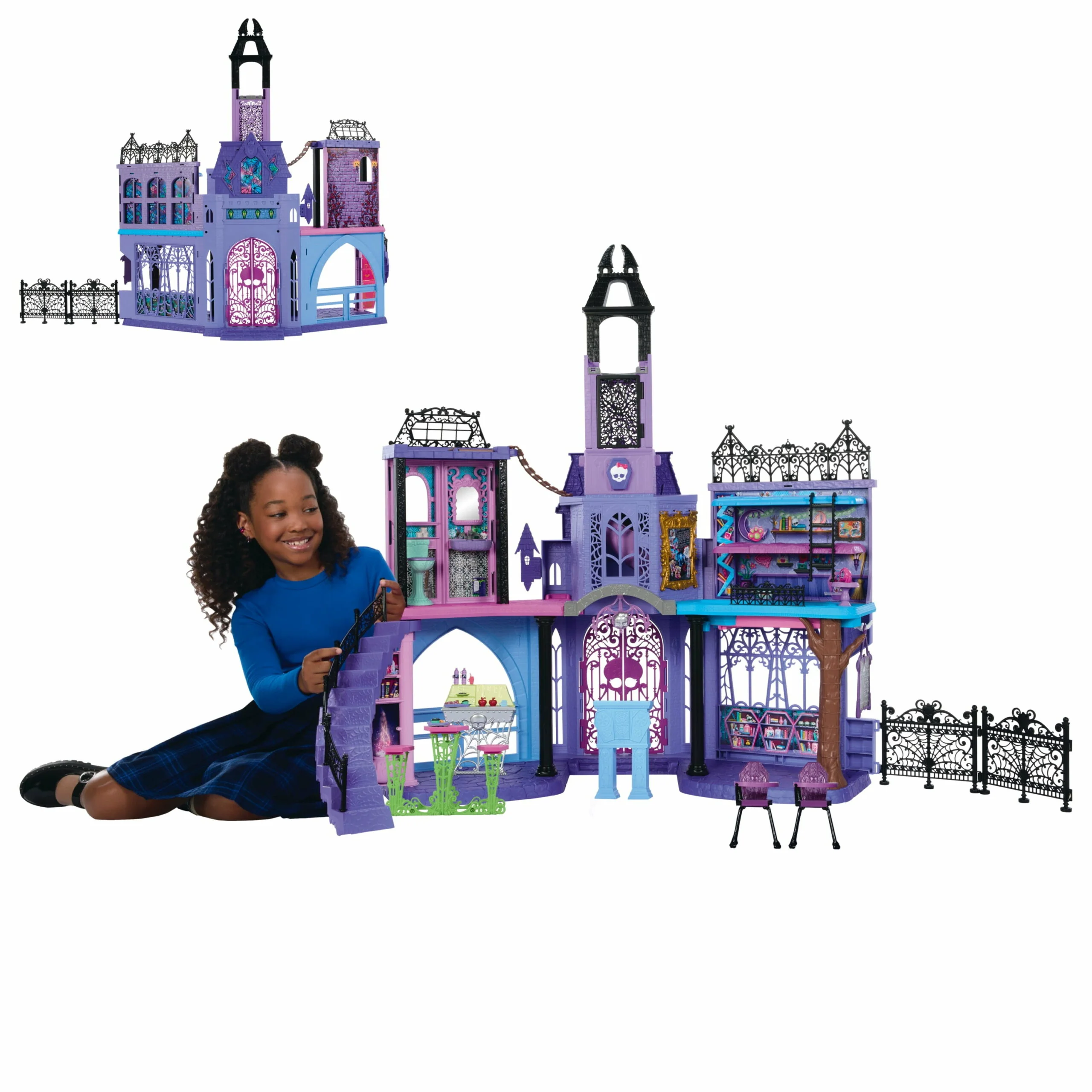 Monster High Kísértetjárta Gimnázium Babaház, 35+ Kiegészítő, 7+ Játéktér, Interaktív Gyerek Játszókészlet