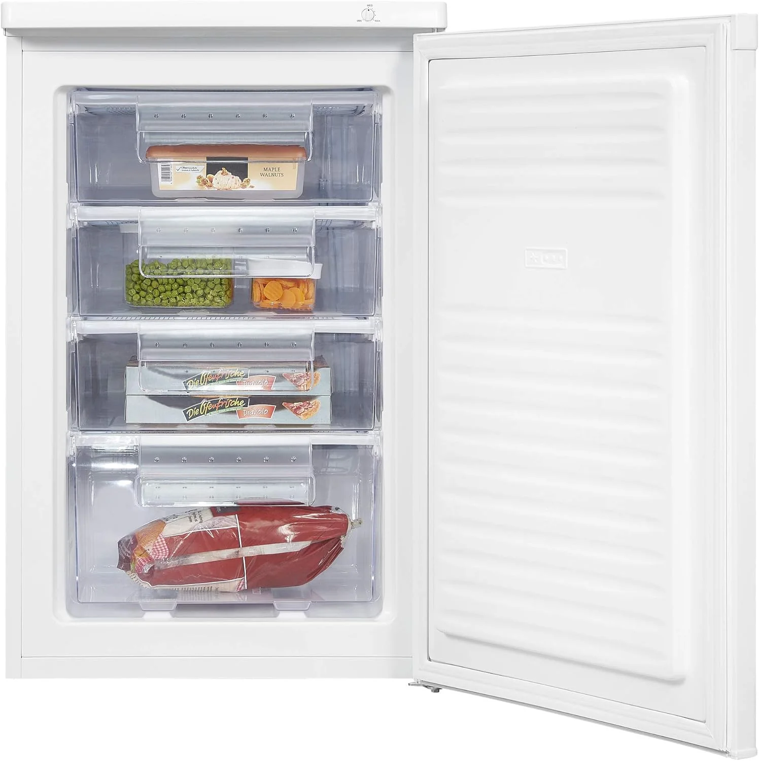 Exquisit Gefrierschrank GS80-040E weiss | Standgerät | 91 l Volumen | Weiß | Gefrieren | Türanschlag wechselbar | Gefrierschubladen
