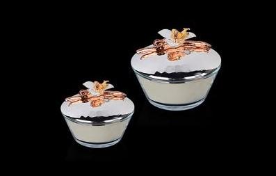 Orchid Flat Case Covered Candle Holder