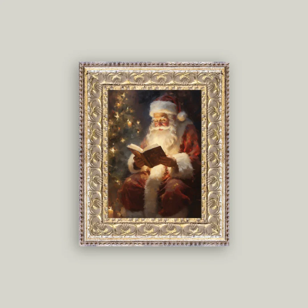 Classic Santa Framed Antique Inspired Art