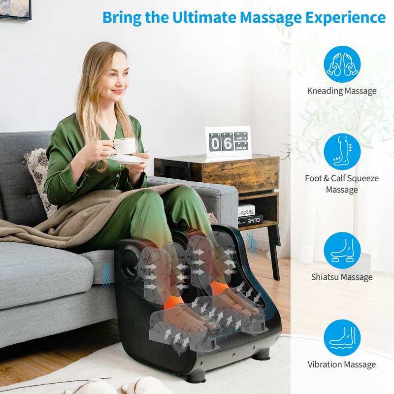 Foot Amp Calf Massager With Heat Amp Remote Shiatsu Kneading Electric Massage Machine With Adjustable Tilt Base Timer Lcd Screen