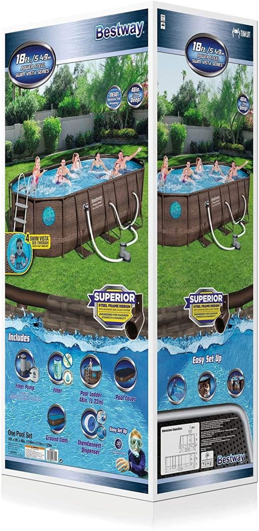 18ft x 9ft x 48 inch Swimming Pool Set with Pump and Maintenance Kit