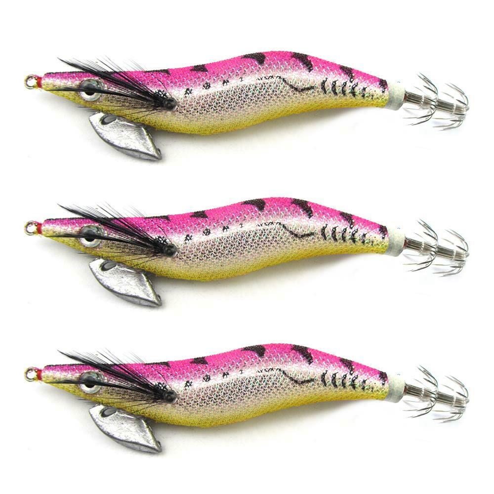 3 X High Quality Fishing Squid Jigs Popular Colour Hot Pink 126