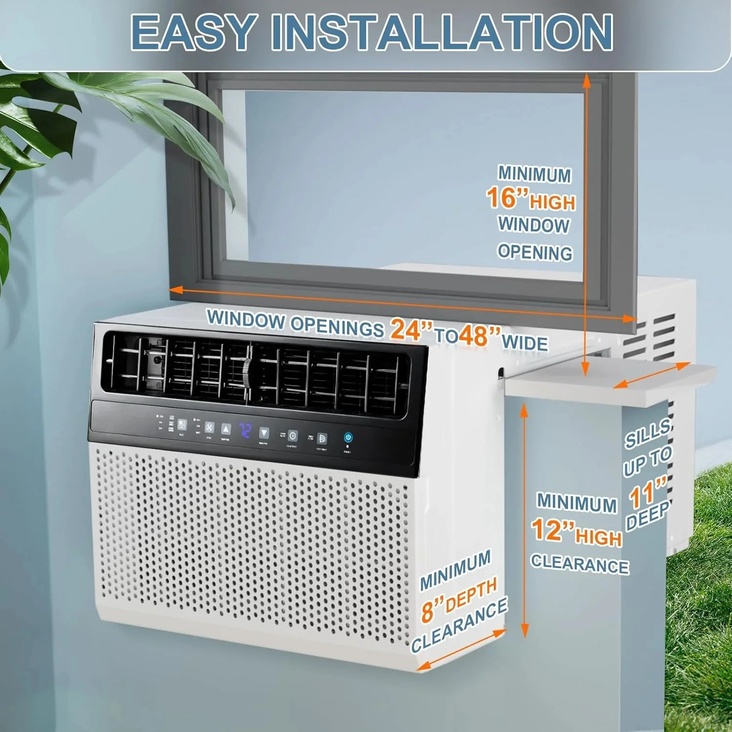 Antarctic Star 12,000 BTU U-shaped window air conditioner, cools rooms up to 550 square feet with 6 modes, 24-hour timer, ultra-quiet window air conditioner
