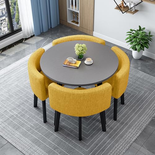 YHKJLYH Set Tavolo da Pranzo Rotondo/Quadrato con sedie, Tavolo da conferenza Moderno e Set da 4 sedie, Combinazione Tavolo Reception e Sedia, Set Tavolo da Cucina in Legno per 4 Persone per soggior : Casa e cucina