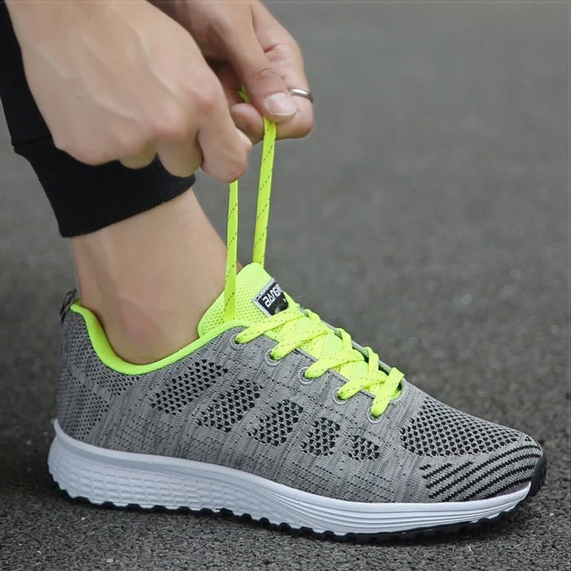 Women��s Breathable Wide-Fit Walking Shoes Lightweight Lace-Up Trainers